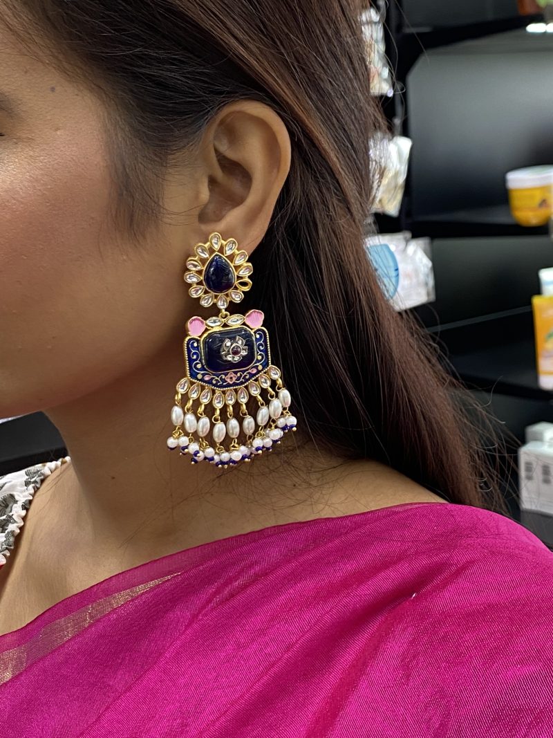 Navy Blue Aaradhya Meenakari Earring