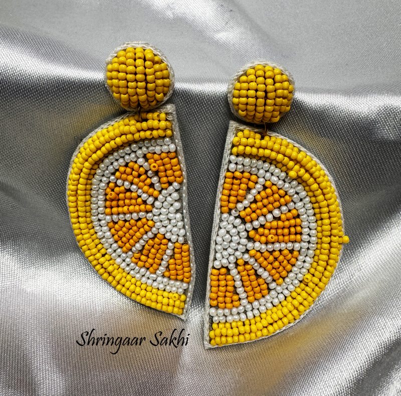 Lemon Yellow Sapna Beads Earring - Image 3
