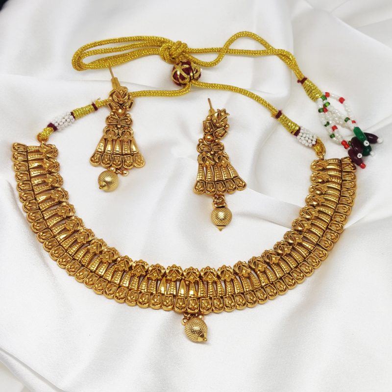 Golden Matte Finish Choker Set - Image 2