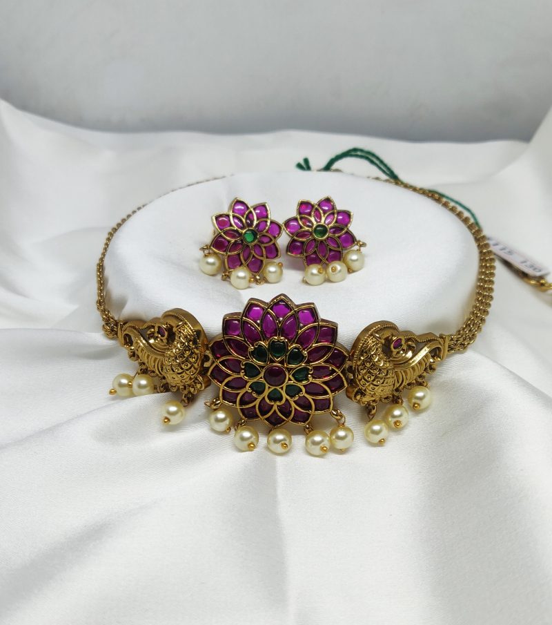 Ruby Golden Matte Finish Choker Set - Image 2