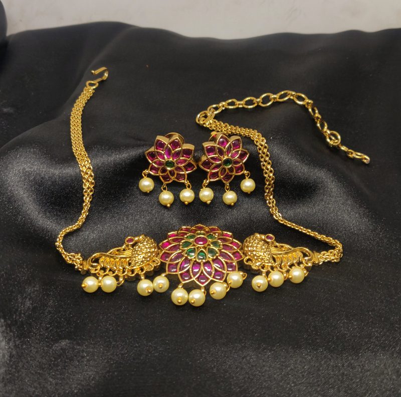 Ruby Golden Matte Finish Choker Set