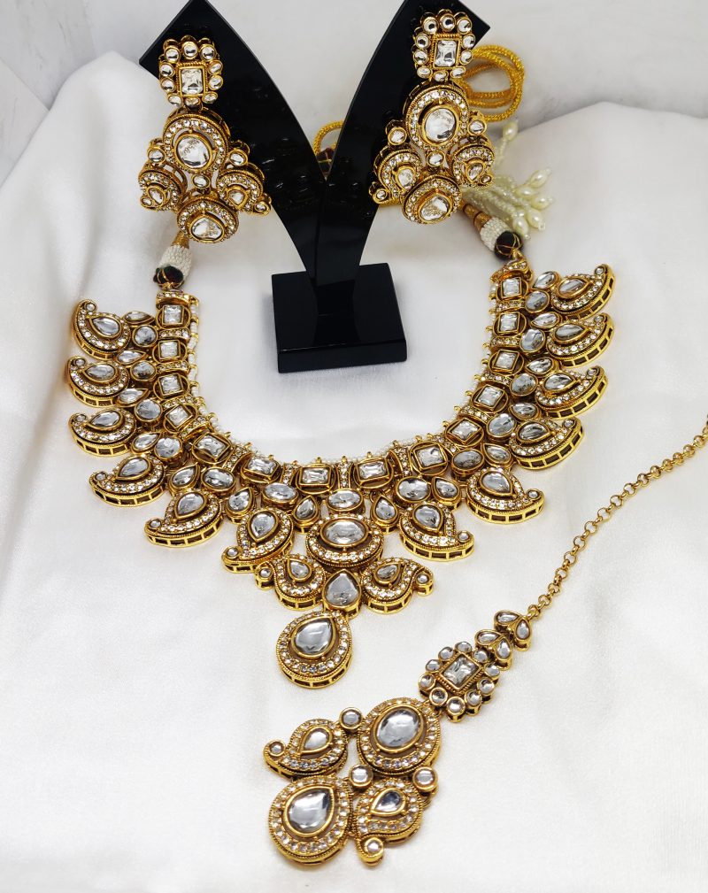 Golden Kundan AD Combo Necklace Set