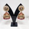 Golden Maroon Kundan Jhumki