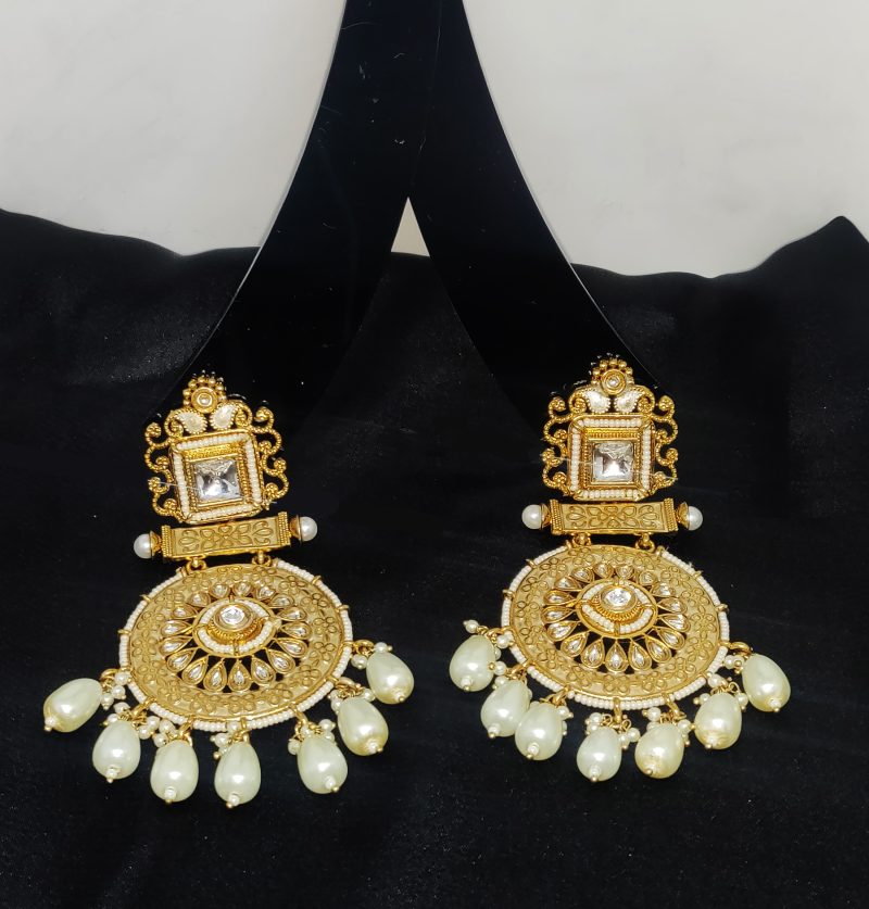 Golden White Brass Earring - Image 6