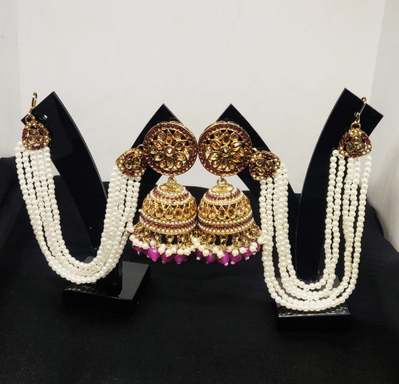 Golden Purple Bahubali Earring