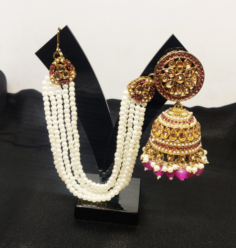 Golden Purple Bahubali Earring - Image 4
