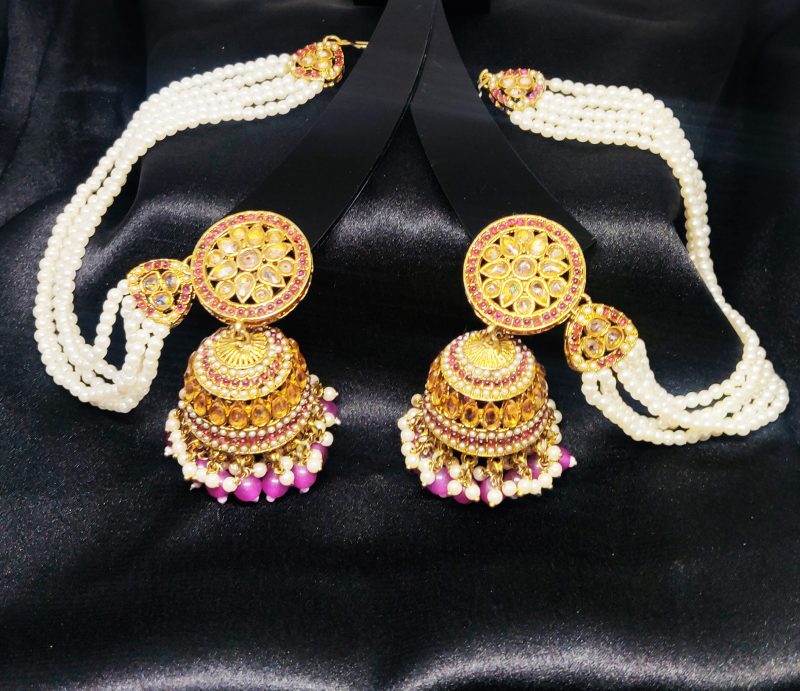 Golden Purple Bahubali Earring - Image 5