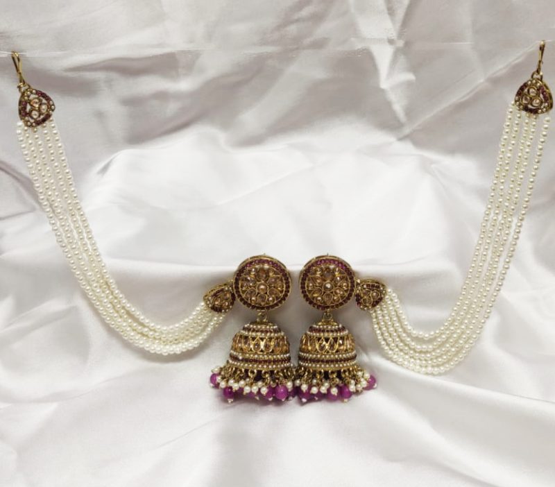 Golden Purple Bahubali Earring - Image 2