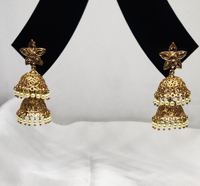 Golden Brass Jhumki - Image 3