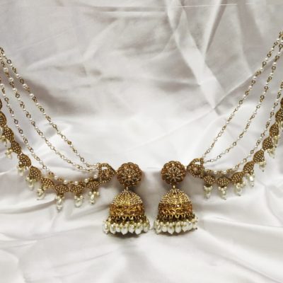 Golden White Bahubali Earrings