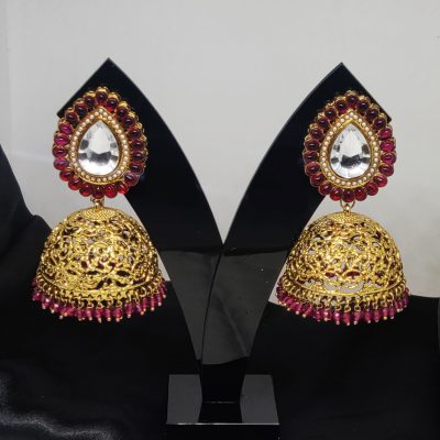 Golden Ruby Brass Jhumki