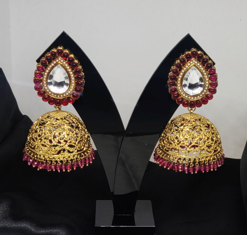 Golden Ruby Brass Jhumki