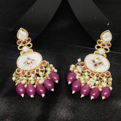 White Blush Pink Marble Earring