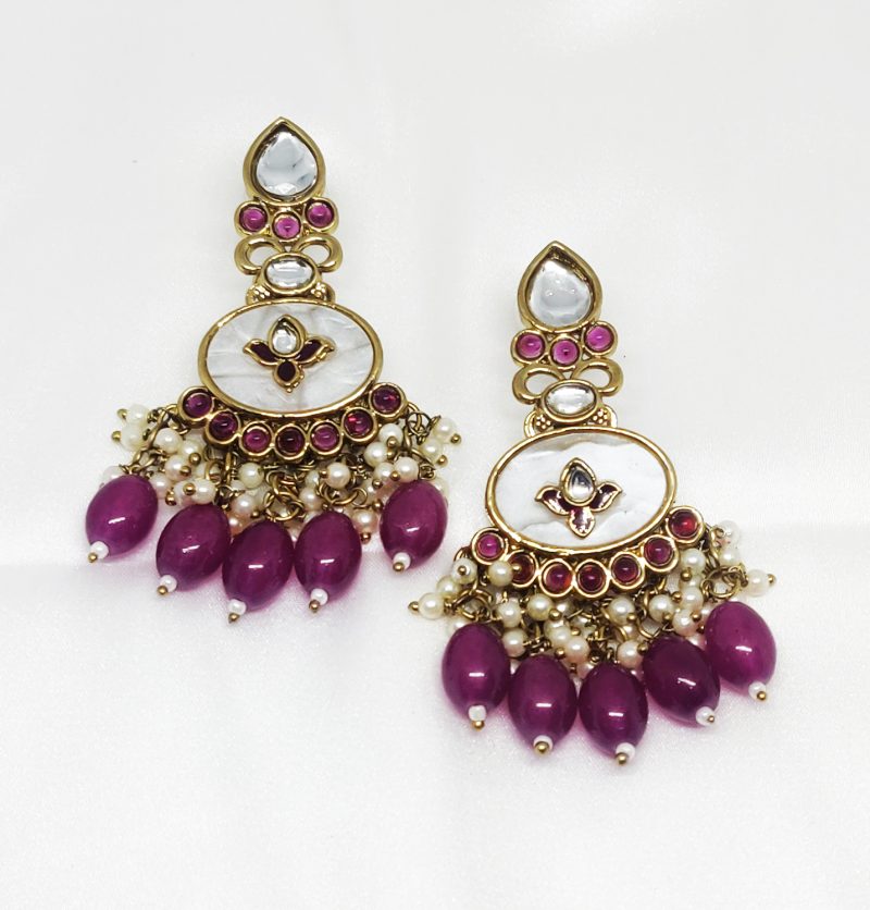 White Blush Pink Marble Earring - Image 3