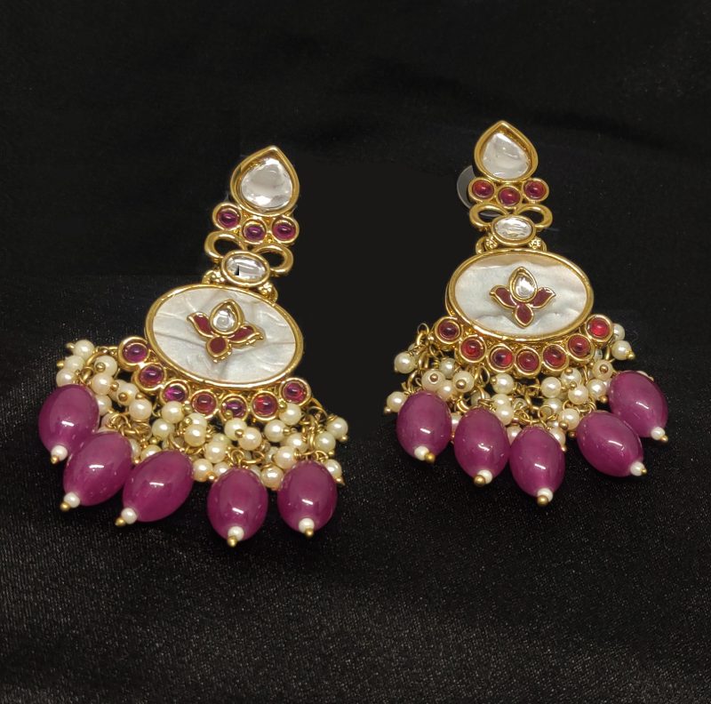 White Blush Pink Marble Earring - Image 4