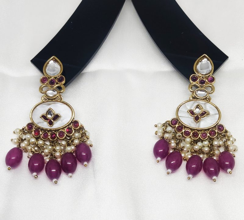 White Blush Pink Marble Earring - Image 5