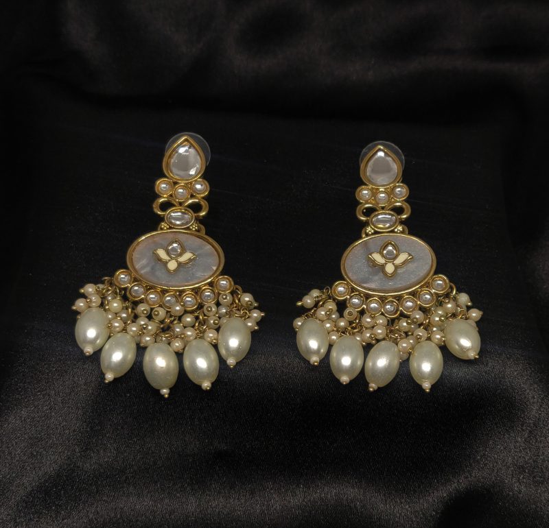 Golden White Marble Earring - Image 2