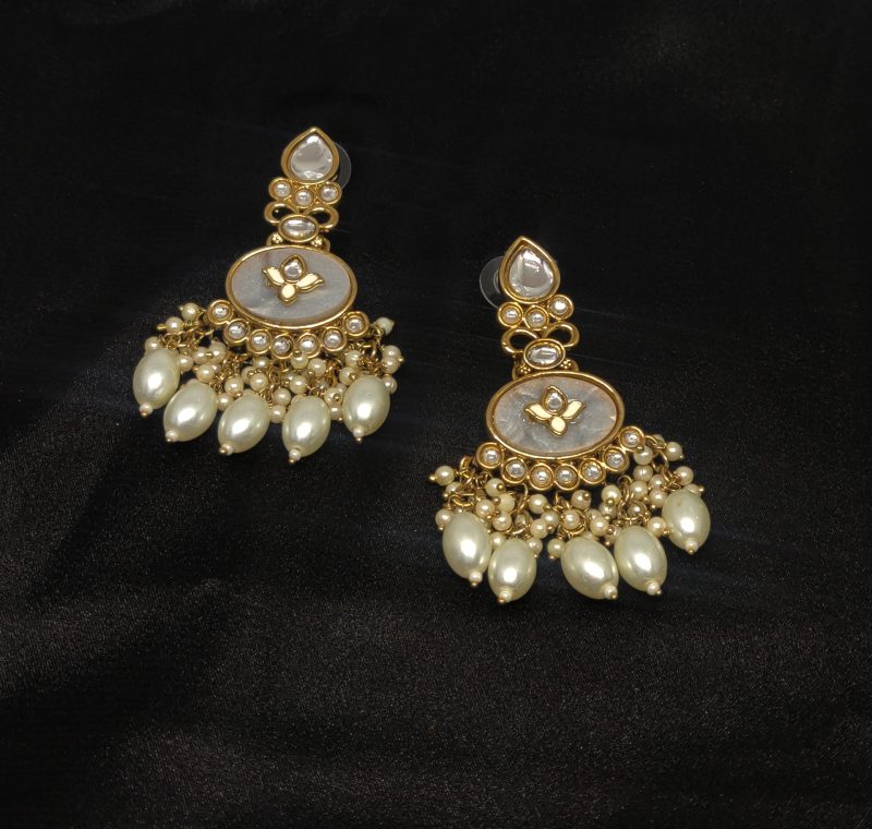 Golden White Marble Earring - Image 3