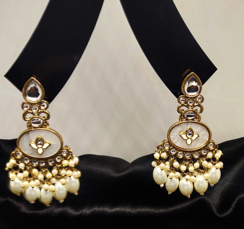 Golden White Marble Earring - Image 5