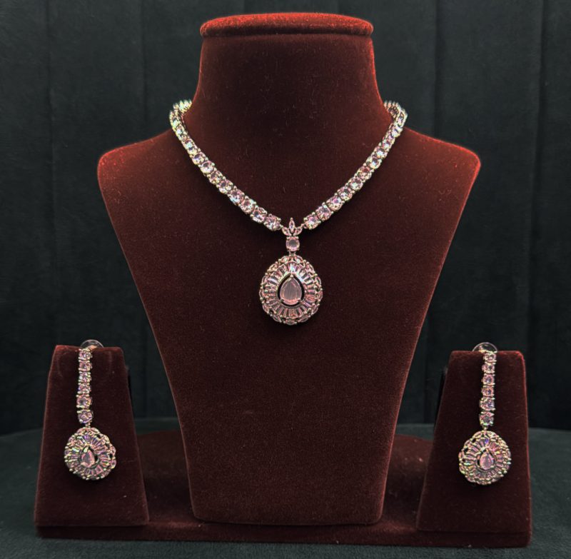 Milky White Silver AD Choker Set