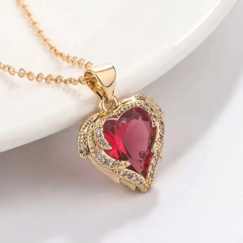 Red Golden Heart Pendant Chain - Image 2