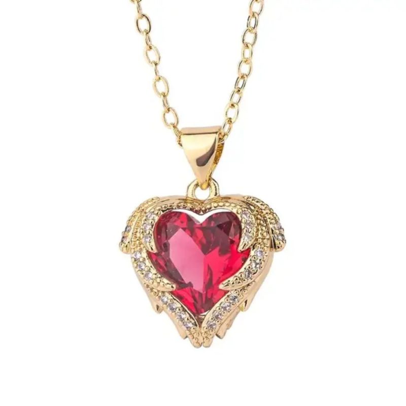 Red Golden Heart Pendant Chain