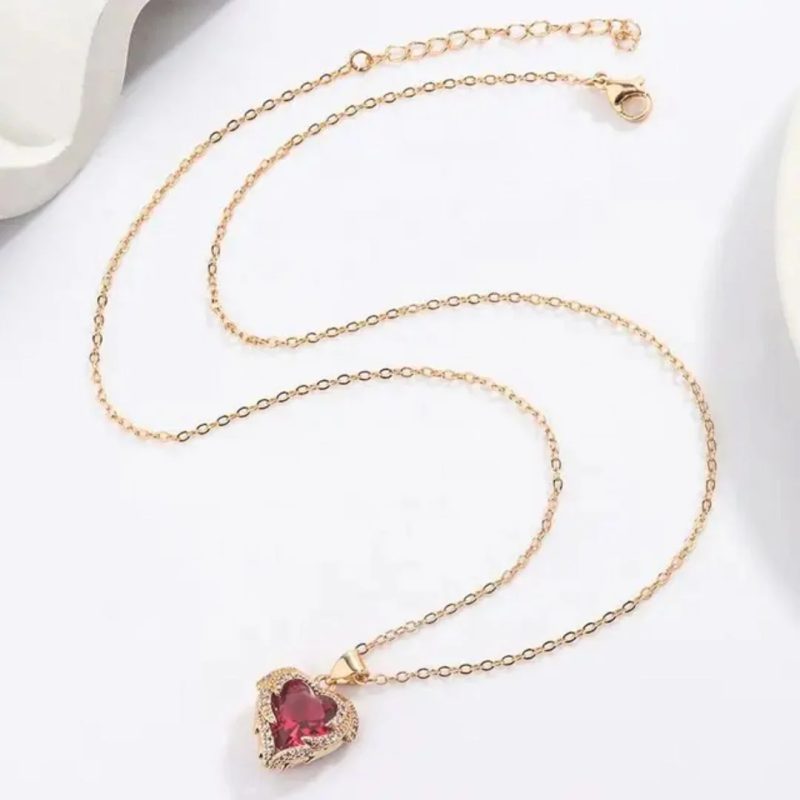 Red Golden Heart Pendant Chain - Image 4