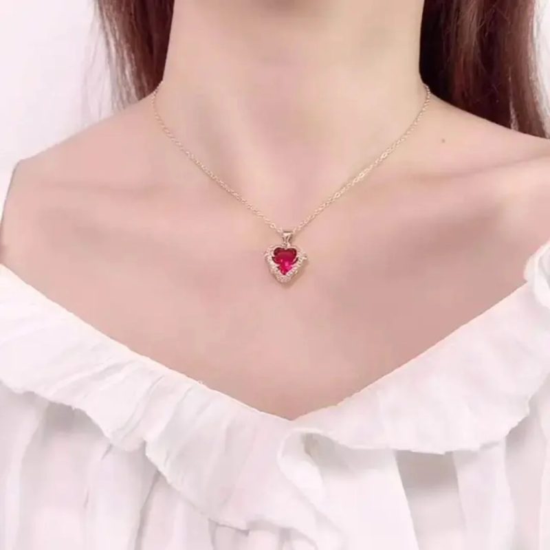 Red Golden Heart Pendant Chain - Image 5