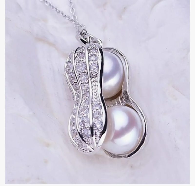 Silver Peanut Pearl Pendant Chain