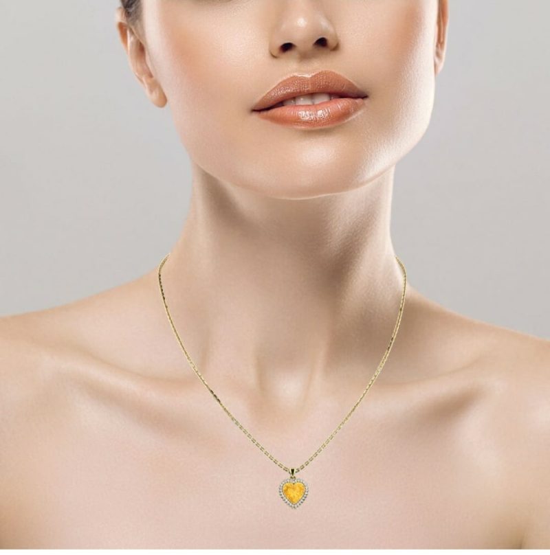 Yellow Golden Heart Pendant Chain - Image 2