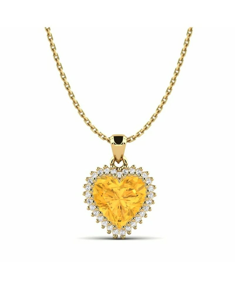 Yellow Golden Heart Pendant Chain