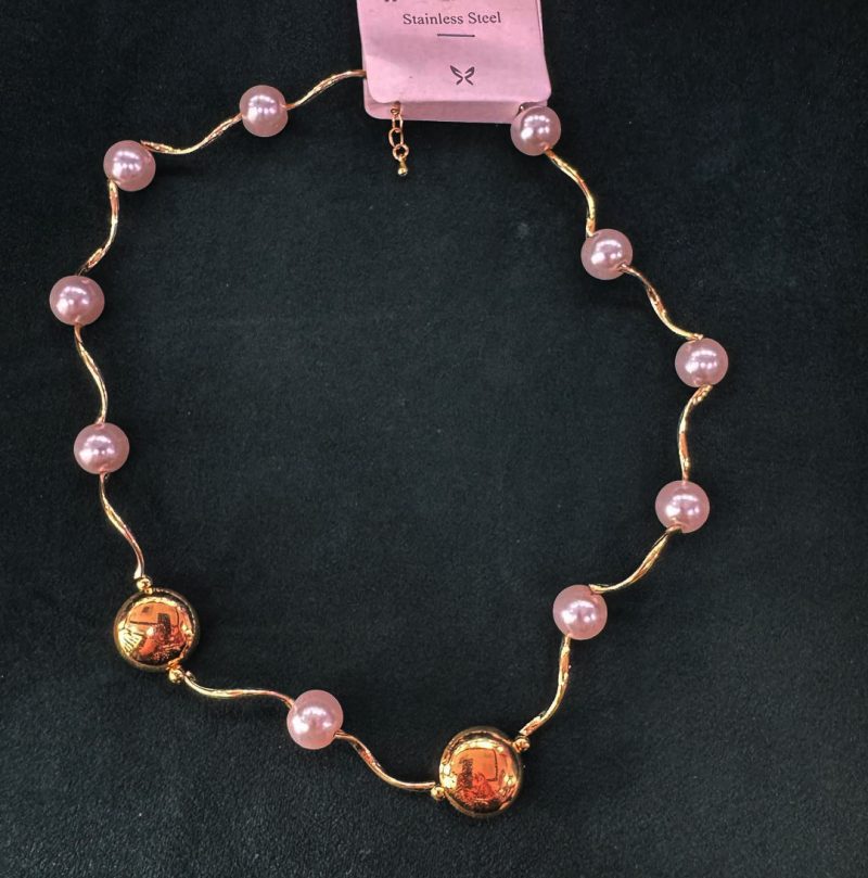 Golden White Moti Necklace Chain - Image 3